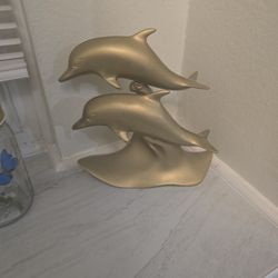 Brass Dolphin Pair