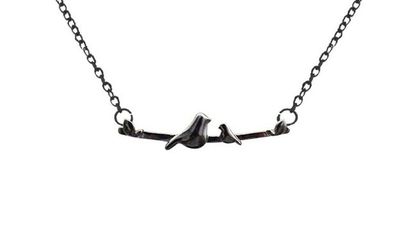 Birds on branch 3 or 2 birds (black metal) necklace