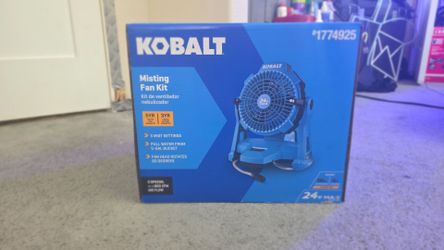 Kobalt 7-in High Velocity Indoor/Outdoor Misting Floor Fan, Battery Powered, in Blue