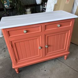 Solid Wood Good Conditions L42” X H 35” X D17” With 2 Small Drawers And Big Space 