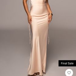 Champagne Silk Dress Long - Wedding Guest 