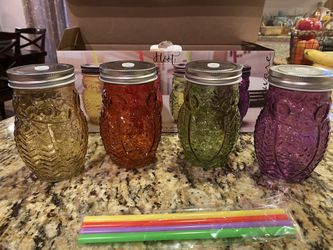 Owl mason jars with straws