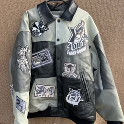 Raw Blue CLASSICS Bomber Jacket XL Men's 90's 80's NBA NHL basketball Vintage