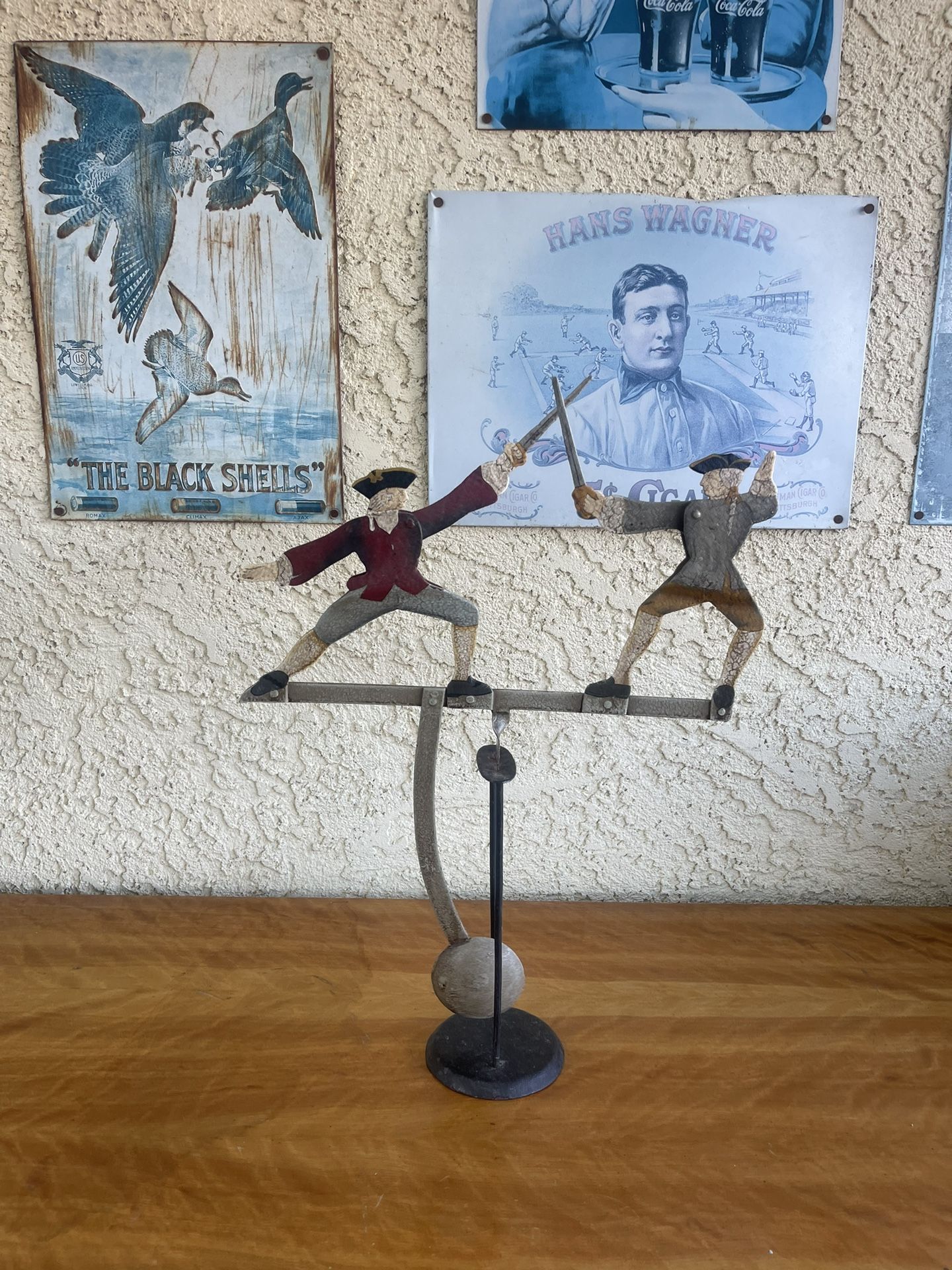 Vintage Sky Hook Pendulum Balance Toy ~ Aritculated SWASHBUCKLERS / SWORD FIGHT