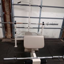 Weight Bench, Bar, Curl Bar 