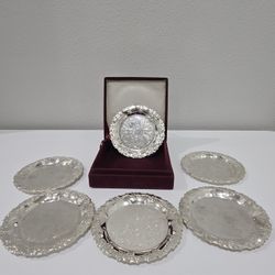 Vintage Crea Milano Classic Collection Silver Plated  Coaster Set Of 6 