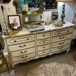 French Provincial Gold White Low Boy Dresser SKU CUEJ26