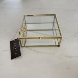 Oasis Gold Framed Glass Jewelry Box 6x6”