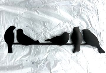 New Metal 5 Bird silhouette on a branch Wall Decor