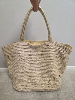 Flora Bella Rosemary Beach Bag XL Raffia Tote Natural Silver Gold Woven