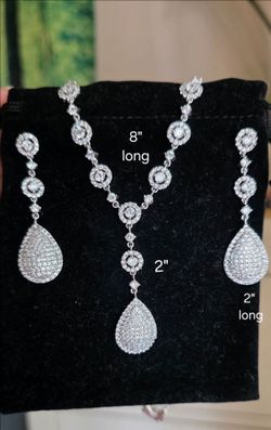 Teardrop halo bridal/formal jewelry set