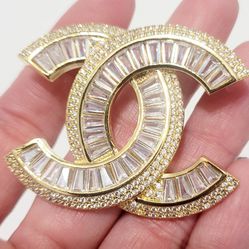 18k Gold Cz Diamond Brooch Women's Pin Gift
