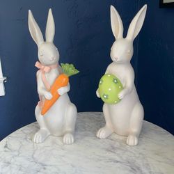Pair Bunny Statues 