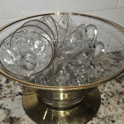 vintage Dorothy Thorpe-style glass punch bowl set