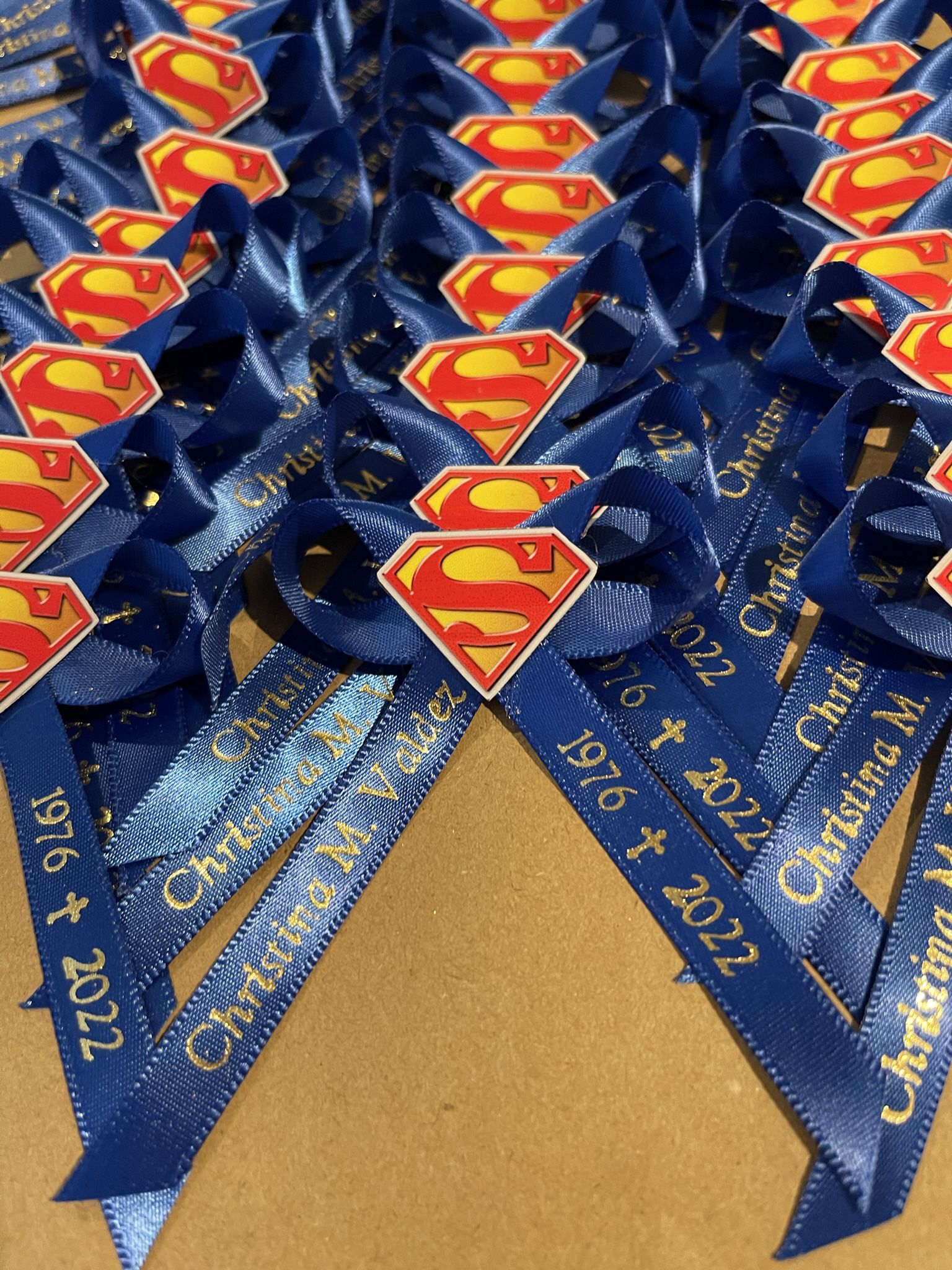 Custom Superhero Superman Ribbon Pins 