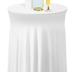Set of  4 White Spandex Cocktail Table Skirts