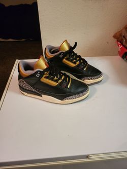 Women Jordan's Shoes Retro 3 Black Cement Gold Size 8.5 $30 NO BOX