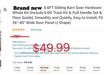 Brand New 6.6ft Barn Door Hardware Whole Kit On Sale