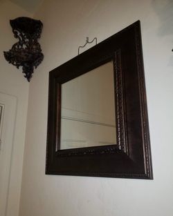 NEW ANTIQUED GOLD BRONZED BROWN METAL WALL HANGER ACCENT TABLE WALL MIRROR