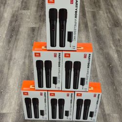 Awesome JBL PartyBox wireless mics. Each box has two mics and a receiver. Great for karaoke or parties. Got a few of these if you need more than one!
