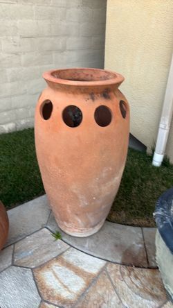 Large Terracotta Urn Planter with Cutouts
