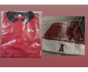 Angels baseball crewneck xl and Santa hat.  Both for $5