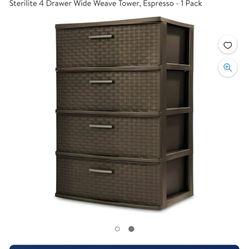 Sterilite 4 Drawer Wide Weave Tower Plastic, Espresso