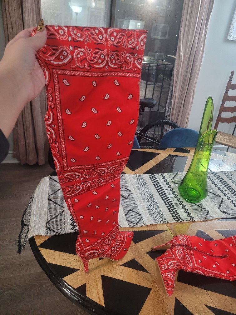 Red Thigh High Boots