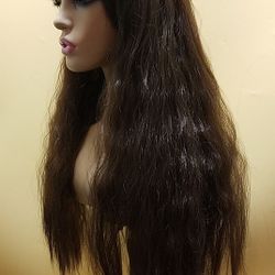 Long Dark Brown Wavy Wig