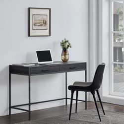 Caffoz Writing Desk Study Computer Desk | Brown | Laptop PC Table Workstation with 2 Drawers for Home Office | Storage Space Saver