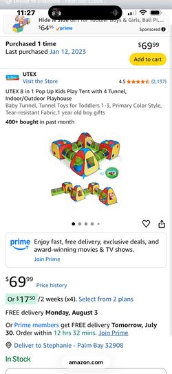 8 in 1 pop up play tent set