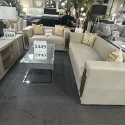 Brand  New Cream Leathers Or Black Velvet Sofa Loveseats And Chair