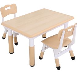 UNICOO Kids Table and Chairs Set, Height Adjustable Toddler Study Table and Chairs, Arts & Crafts Table, Suitable for Ages 2-10, Childrens Activity Ta