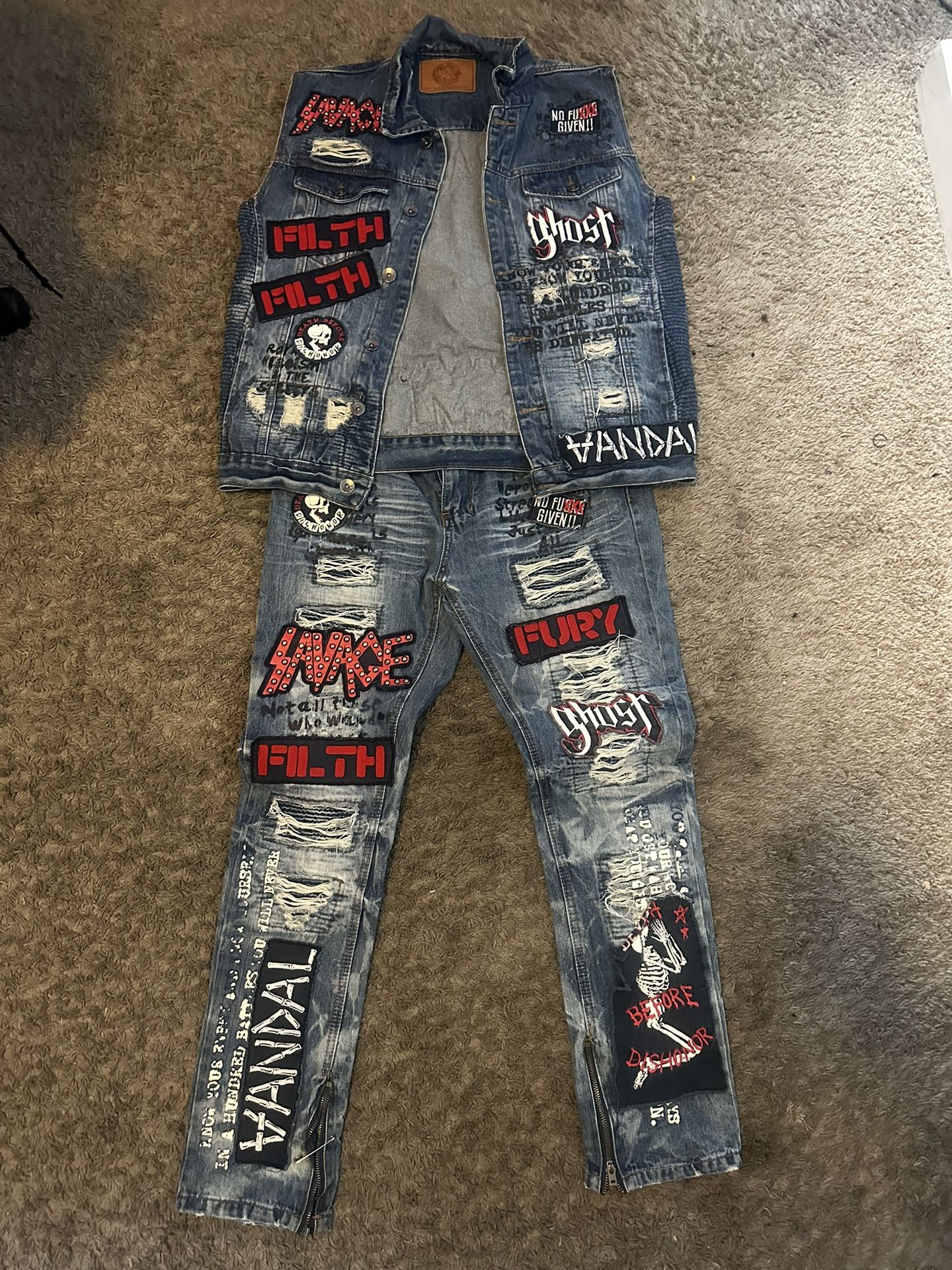 Graphic Jean Jacket & Jeans Set