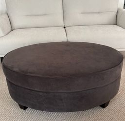 45” Oval Grey Velvet Ottoman Coffee Table