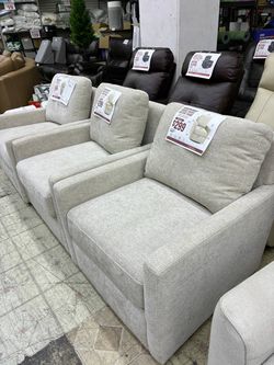 Fabric Swivel Accent Chair – Light Gray