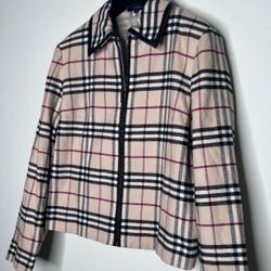 Burberry Nova check Leather Trim Jacket 