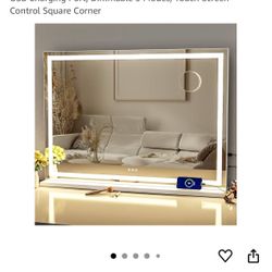 Makeup Vanity Mirror with Lights 32" x 24" Large LED Makeup Mirror, Light up Mirror with 10X Magnification and USB Charging Port, Dimmable 3 Modes, To