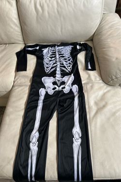 Kids Halloween Black Skeleton Jumpsuit Costume - Size L 10/12