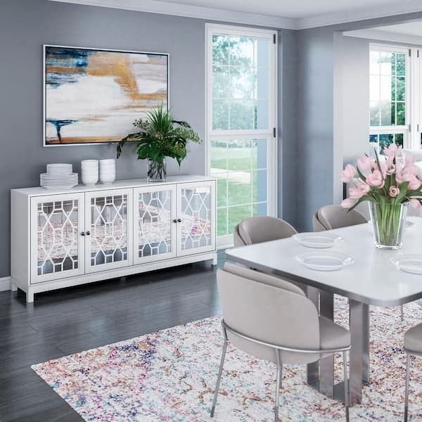 Twin Star Home Sideboard  With Mirrored Doors