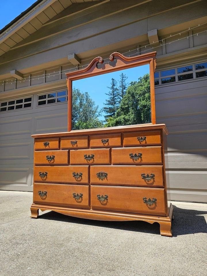 RARE FIND! *Solid Maple Vintage Dresser with Mirror*