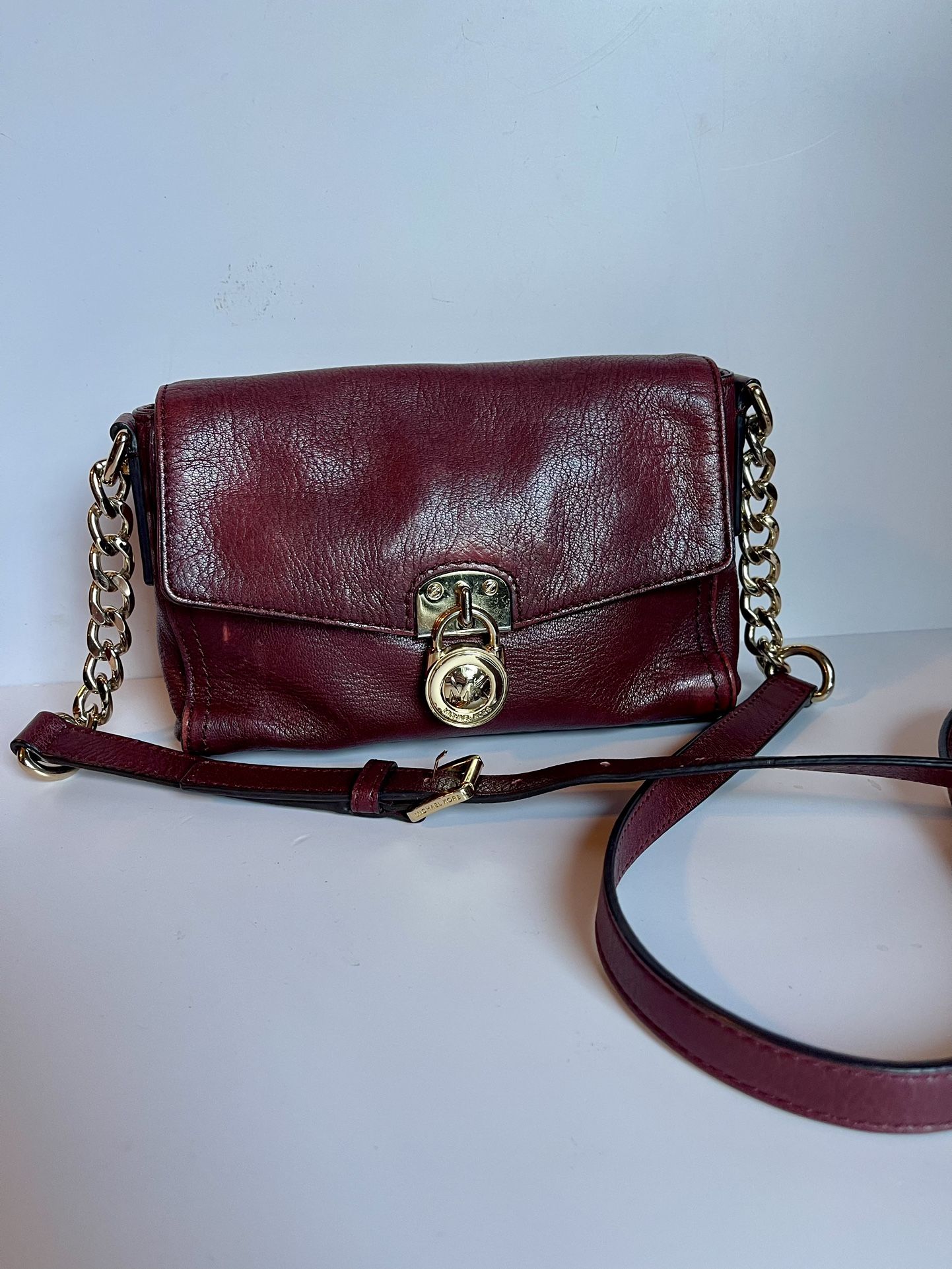 Small Michael Kors Cross Body Handbag Purse Burgundy
