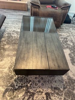 Modern Lift- Top Coffee table with glass and drawer