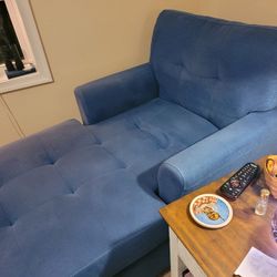 Blue Upholstered Chaise Lounge