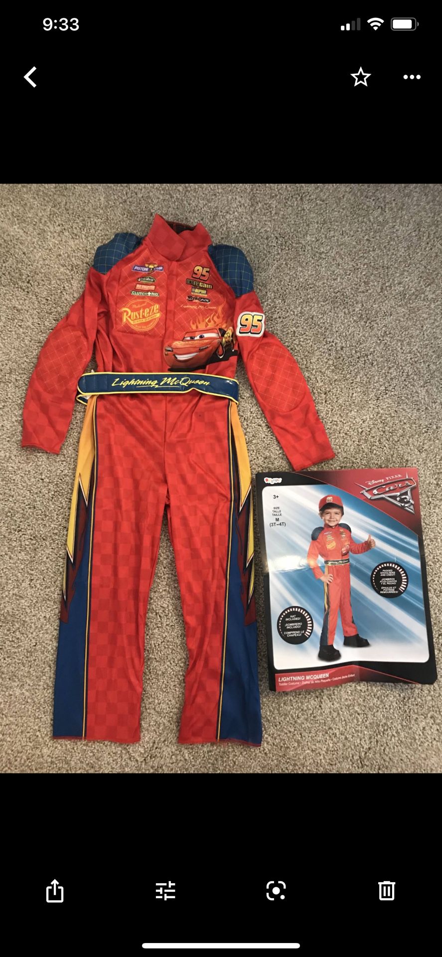 Kids Disney Lightning Mcqueen Race Car Driver Costume—Excellent condition