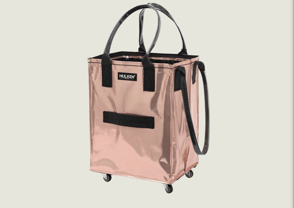 Hulken Rose Gold Medium Foldable Rolling Tote Bag