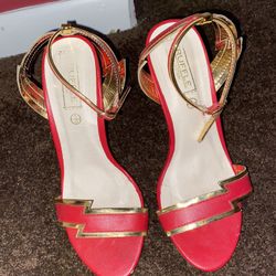 Red and Gold Lighting Bolt Sexy Heels