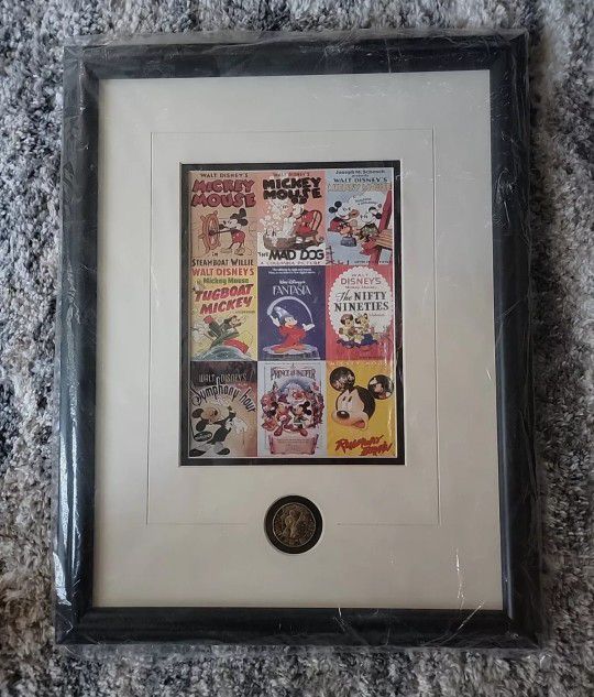 
Walt Disney Gallery HAPPY 70th BIRTHDAY MICKEY! Double Matted & Framed Gold Coin.