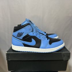 Air Jordan 1 Mid University Blue Black Size 11.5 w/ Box