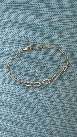 14k Paper Clip Bracelet Diamonds